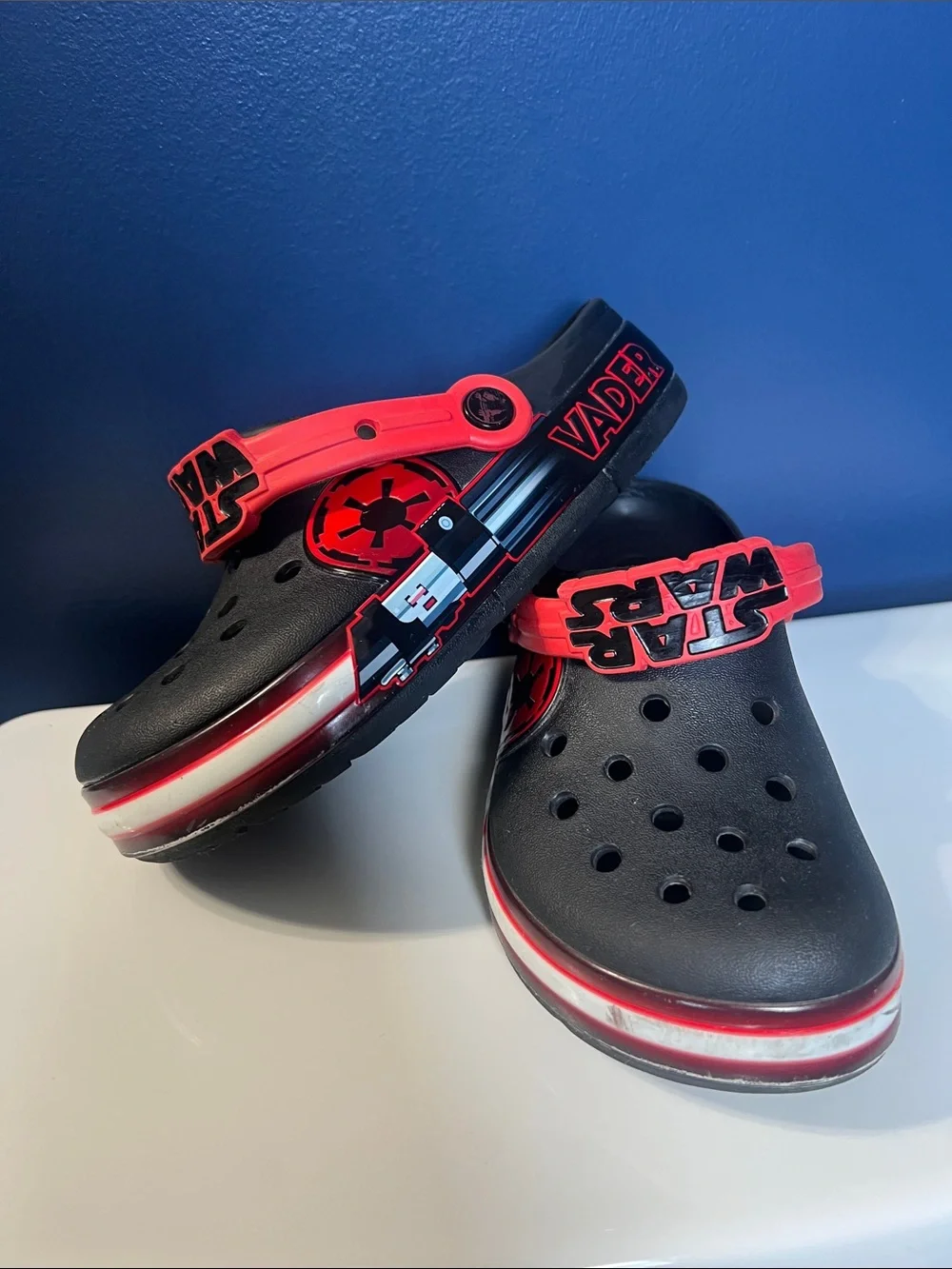 Star Wars Black and Red Kids J2 Clog Sandals with Vader Accent